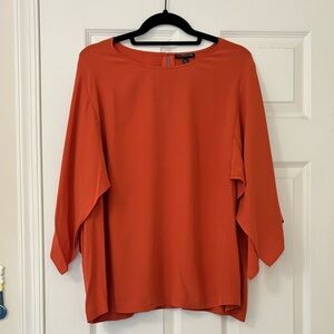 Eileen Fisher 100% Silk Georgette Crepe Cape Sleeve Blouse